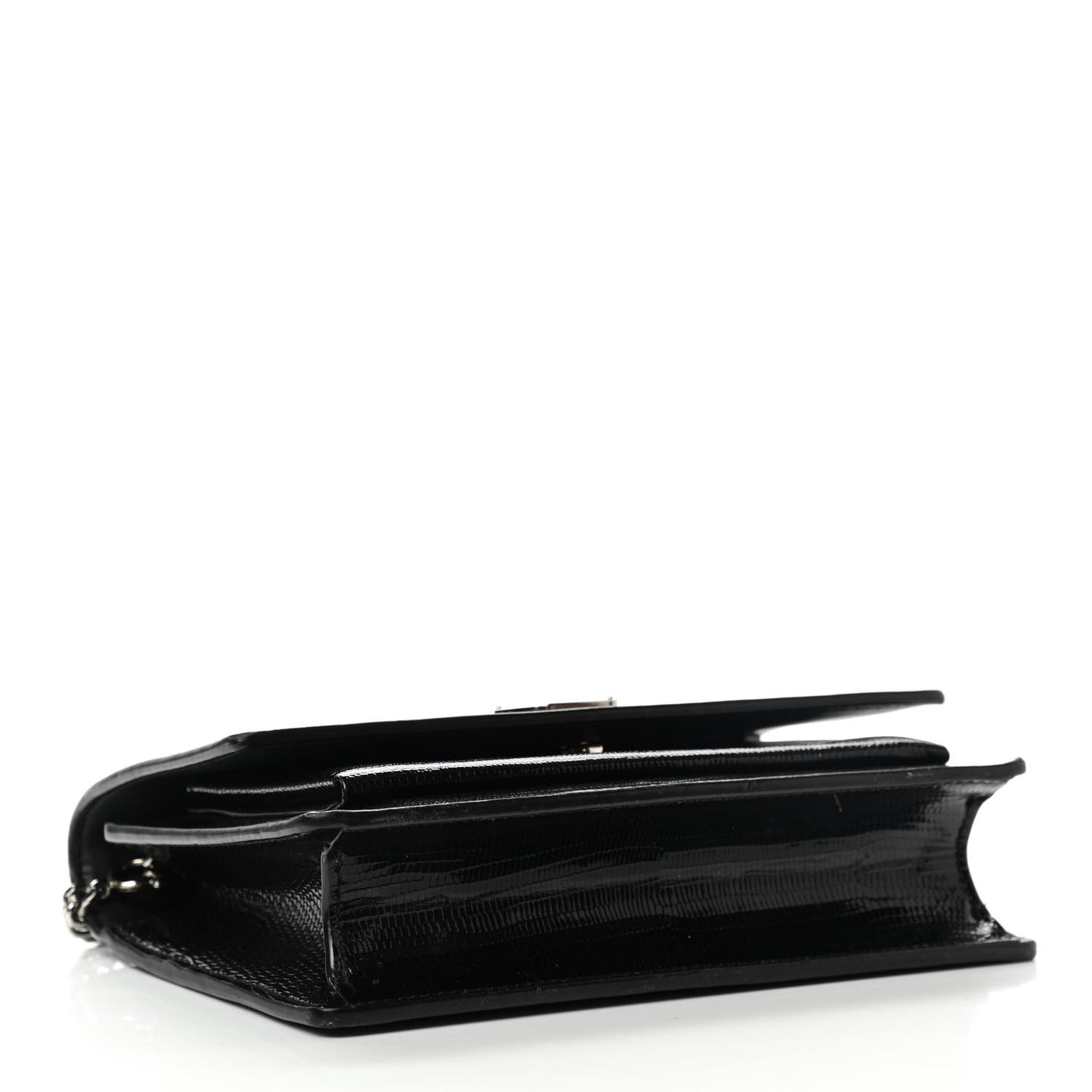 Calfskin Lizard Embossed Monogram Sunset Chain Wallet Black