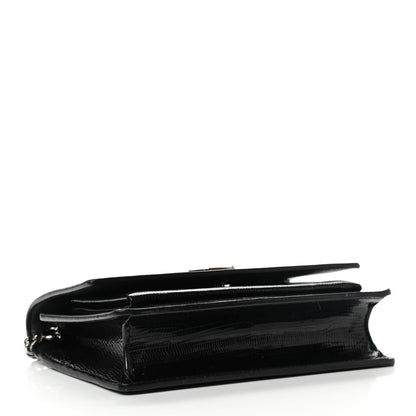 Saint Laurent Calfskin Lizard Embossed Monogram Sunset Chain Wallet Black 4 of 13