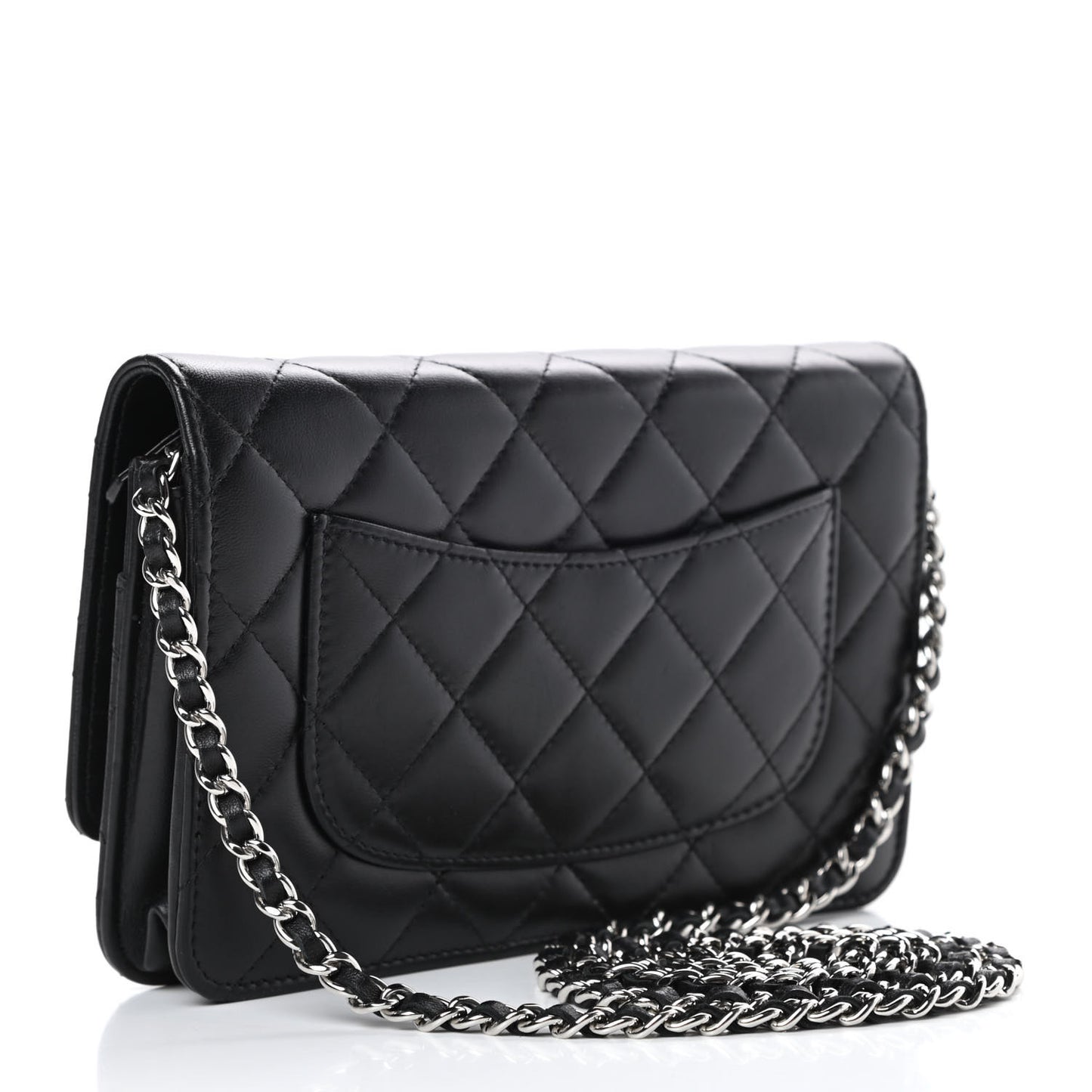 Lambskin Quilted Wallet On Chain WOC Black