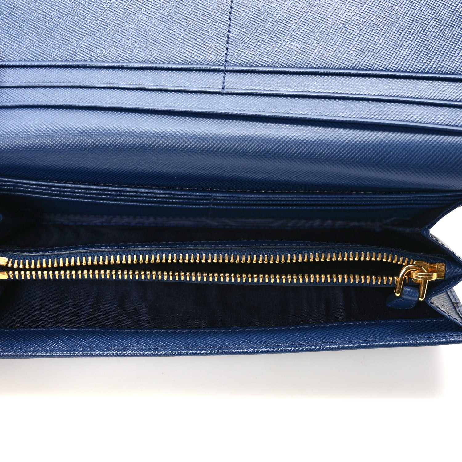 Prada Saffiano Metal Continental Flap Wallet Bleuette 5 of 7