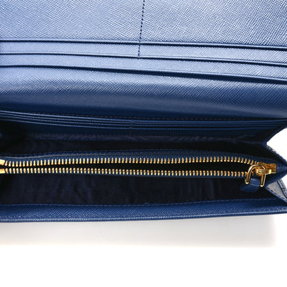 Prada Saffiano Metal Continental Flap Wallet Bleuette 5 of 7