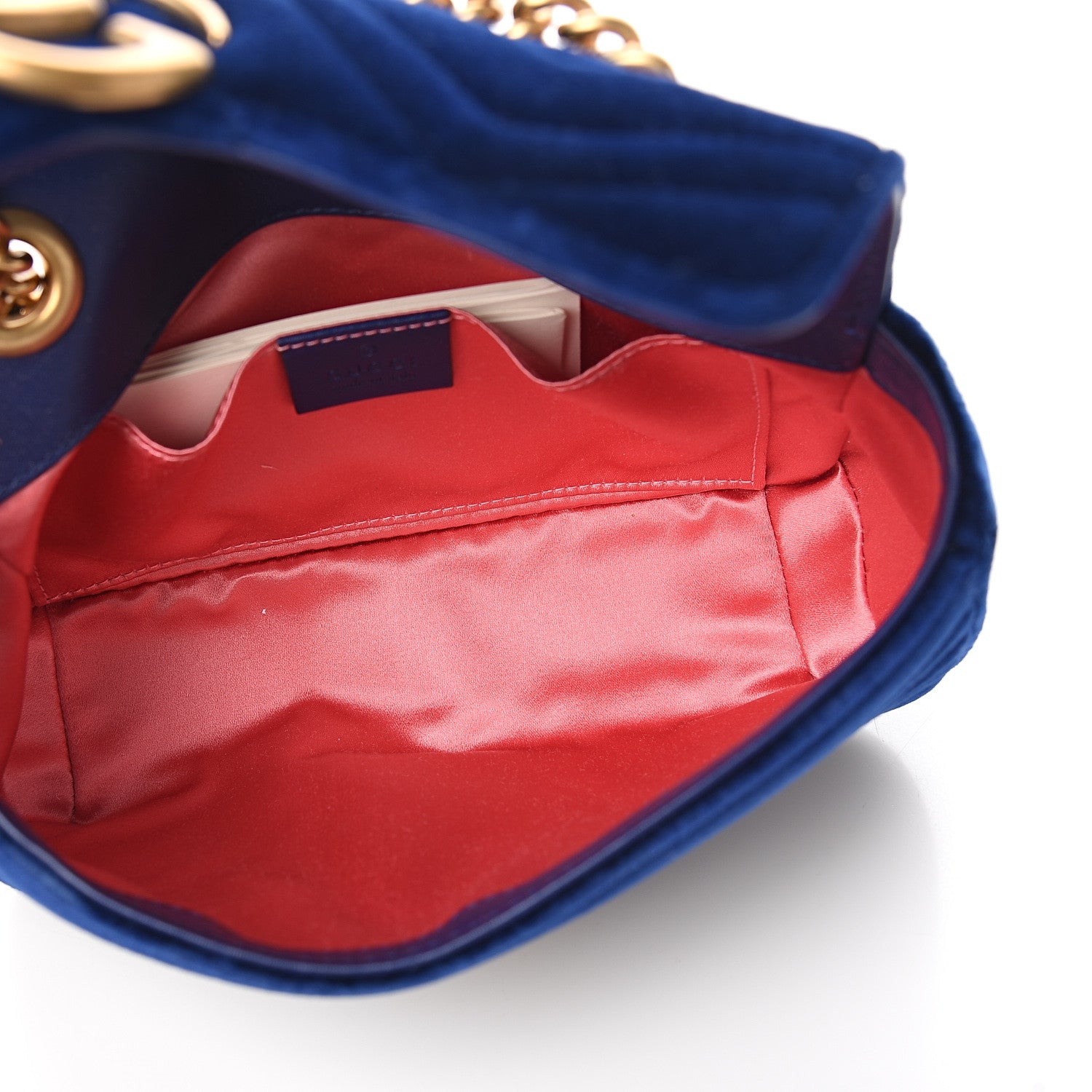 Gucci Velvet Matelasse Mini GG Marmont Shoulder Bag Cobalt Blue 4 of 9