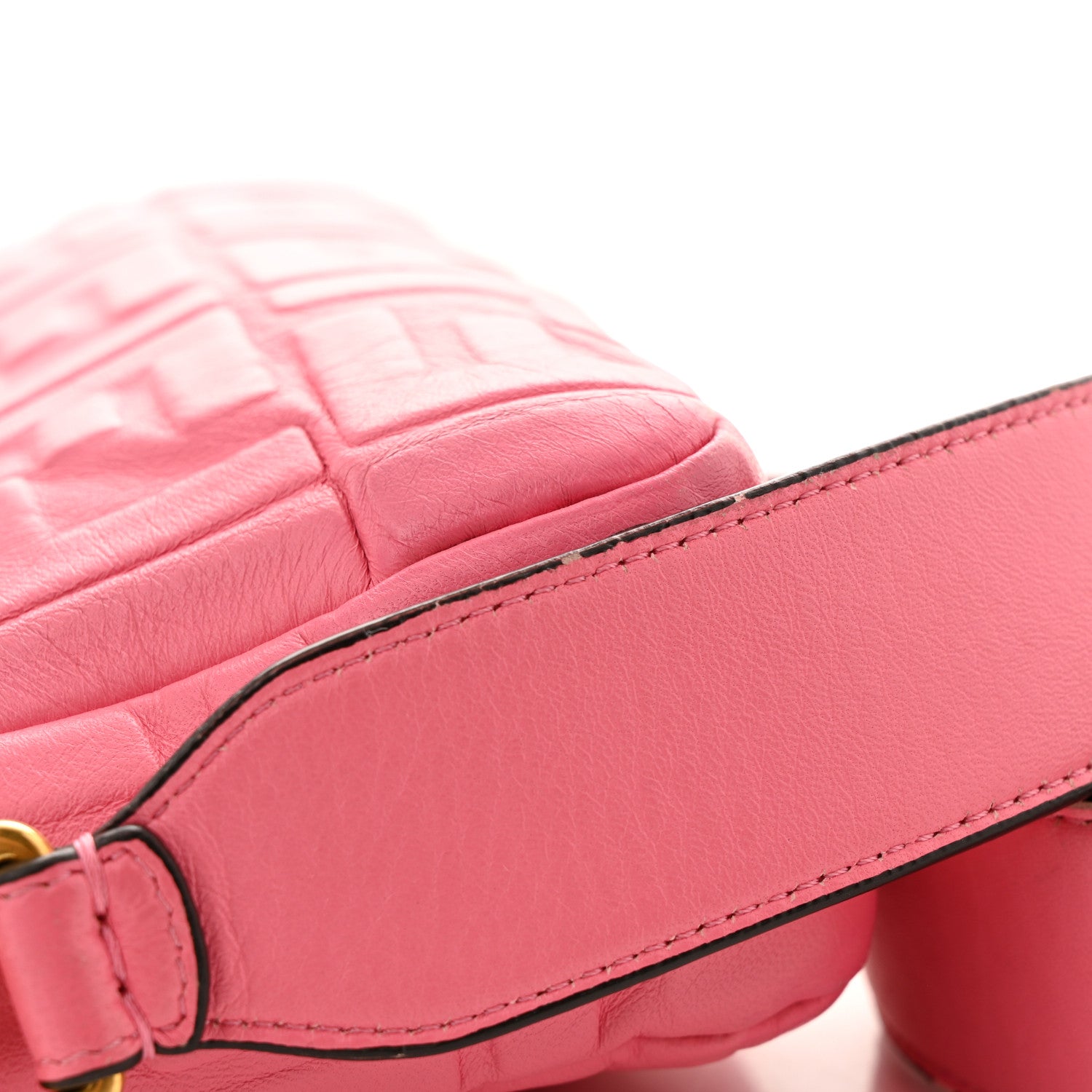 Fendi Nappa FF 1974 Embossed Baguette Rosa Fluo 13 of 14