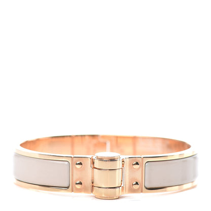 Hermes Enamel Charniere Uni Narrow Hinged Bracelet S Beige Rose 1 of 5