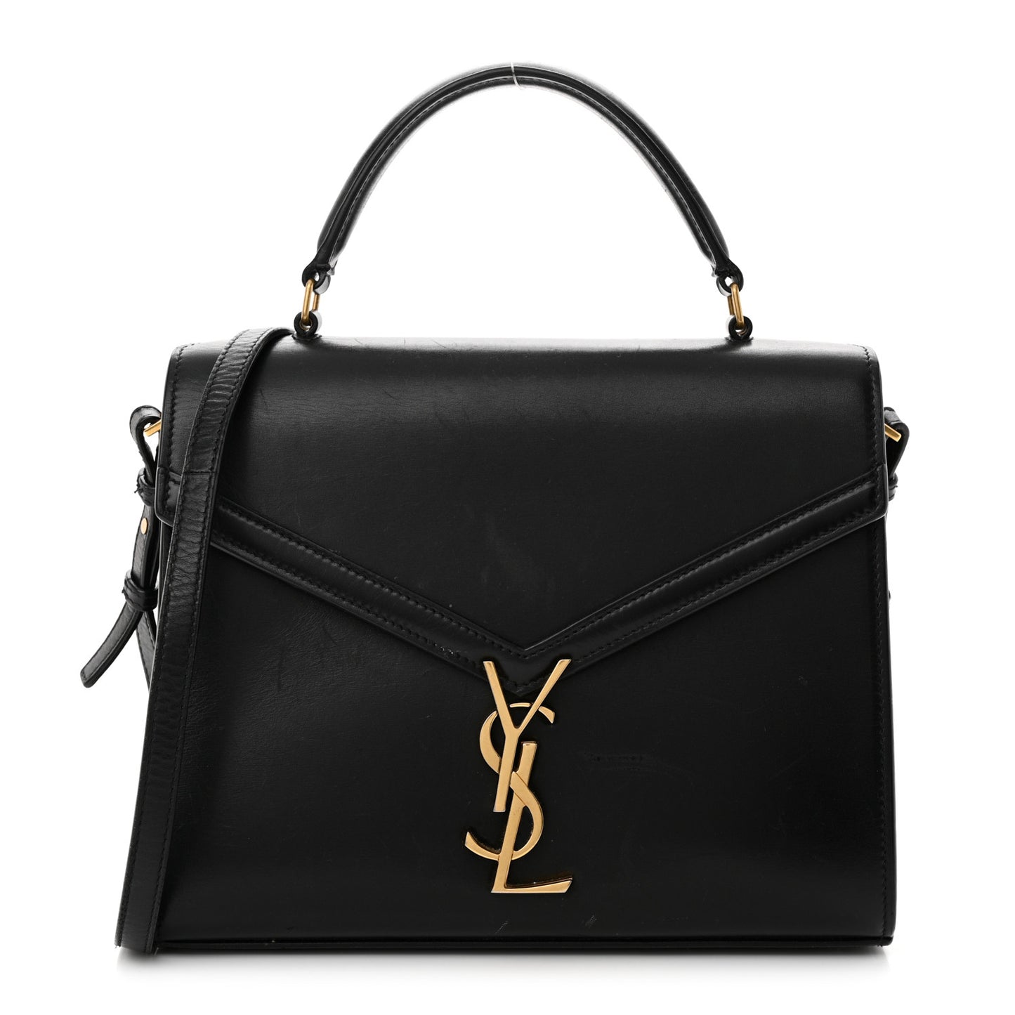 Smooth Calfskin Medium Classic Monogram Cassandra Top Handle Black Rouge Legion
