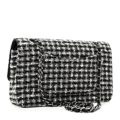 Chanel Tweed Quilted Medium Double Flap Black 3 of 10