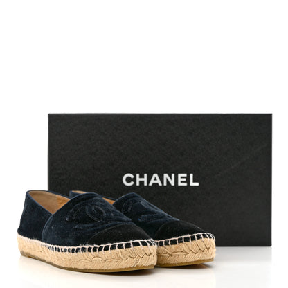 Chanel Velvet CC Espadrilles 36 Dark Navy Black 14 of 14