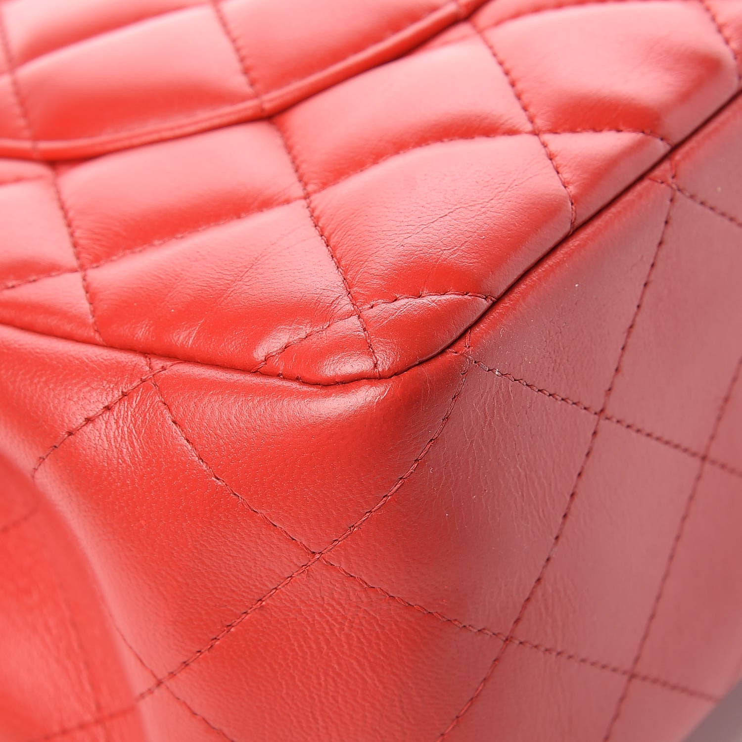 Chanel Lambskin Quilted Jumbo Double Flap Red 13 of 15