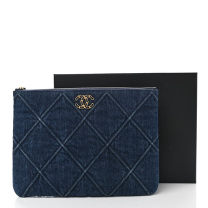 Chanel Denim Quilted Large Chanel 19 Pouch Dark Blue 8 of 8