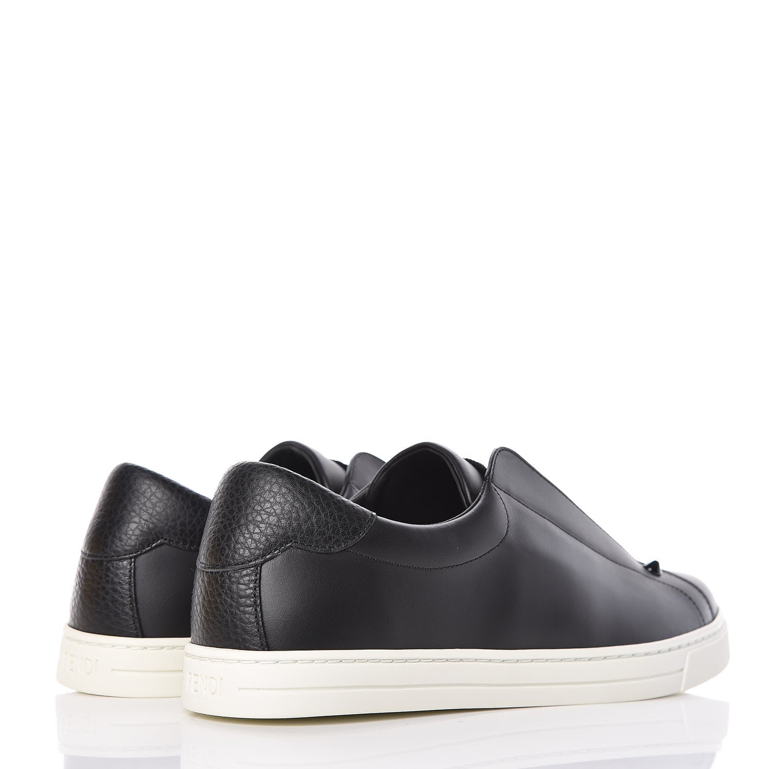Fendi Vitello Microfiber FF Rockoclick Slip On Sneakers 39 Black Tobacco 4 of 10