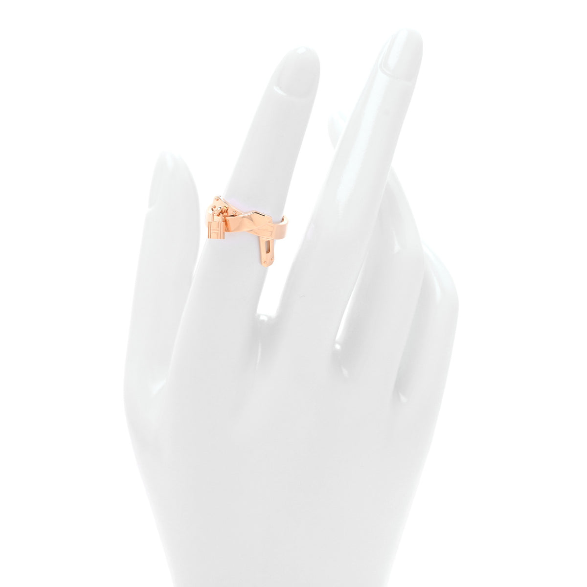 Hermes 18K Rose Gold Kelly Gavroche Ring 52 6 2 of 5