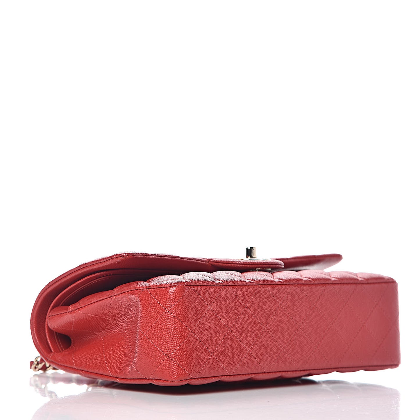 Caviar Quilted Medium Double Flap Red