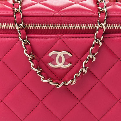 Chanel Lambskin Quilted Small Top Handle Vanity Case With Chain Dark Pink 8 of 11