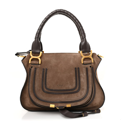 Chloe Suede Calfskin Small Marcie Satchel Flannel Grey 1 of 10