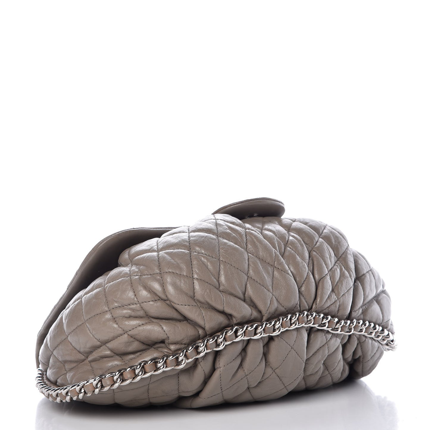 Washed Lambskin Quilted Large Chain Around Messenger Taupe