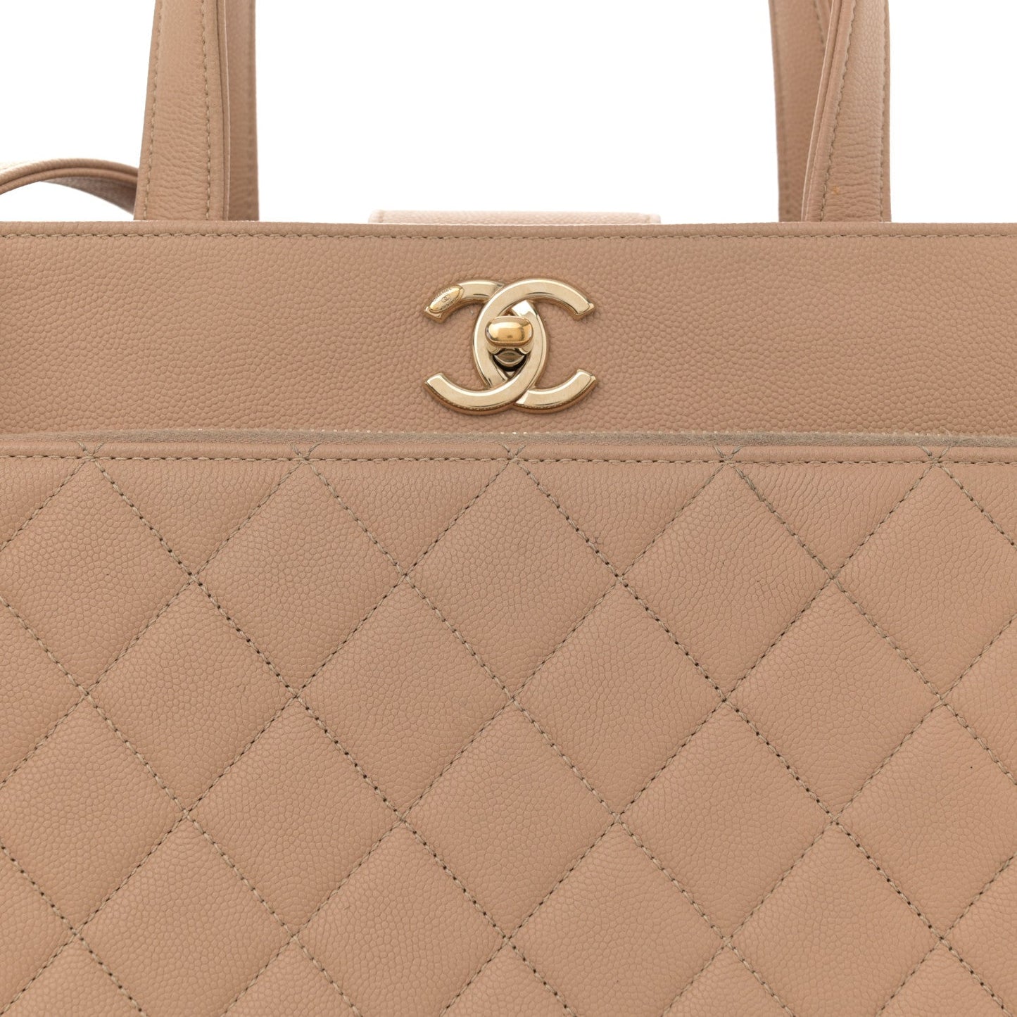 Caviar Quilted Large Business Affinity Shopping Bag Beige