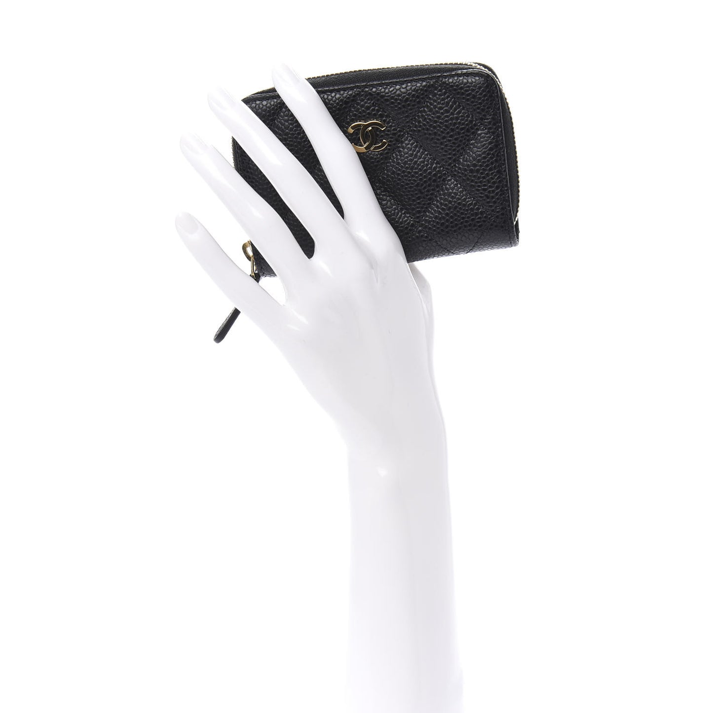 Caviar Quilted Zip Coin Purse Black