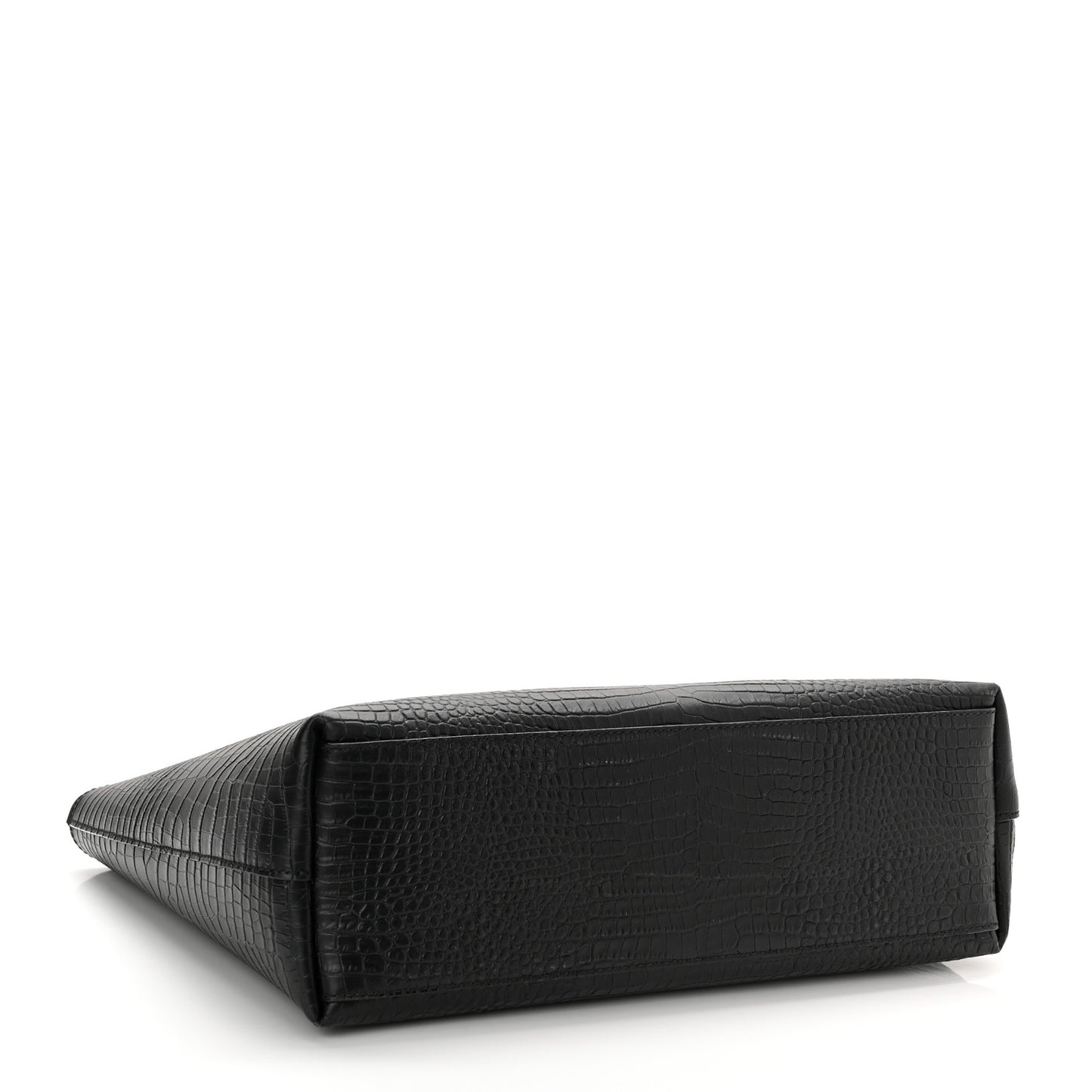 Calfskin Crocodile Embossed Nine2Five East West Tote Black