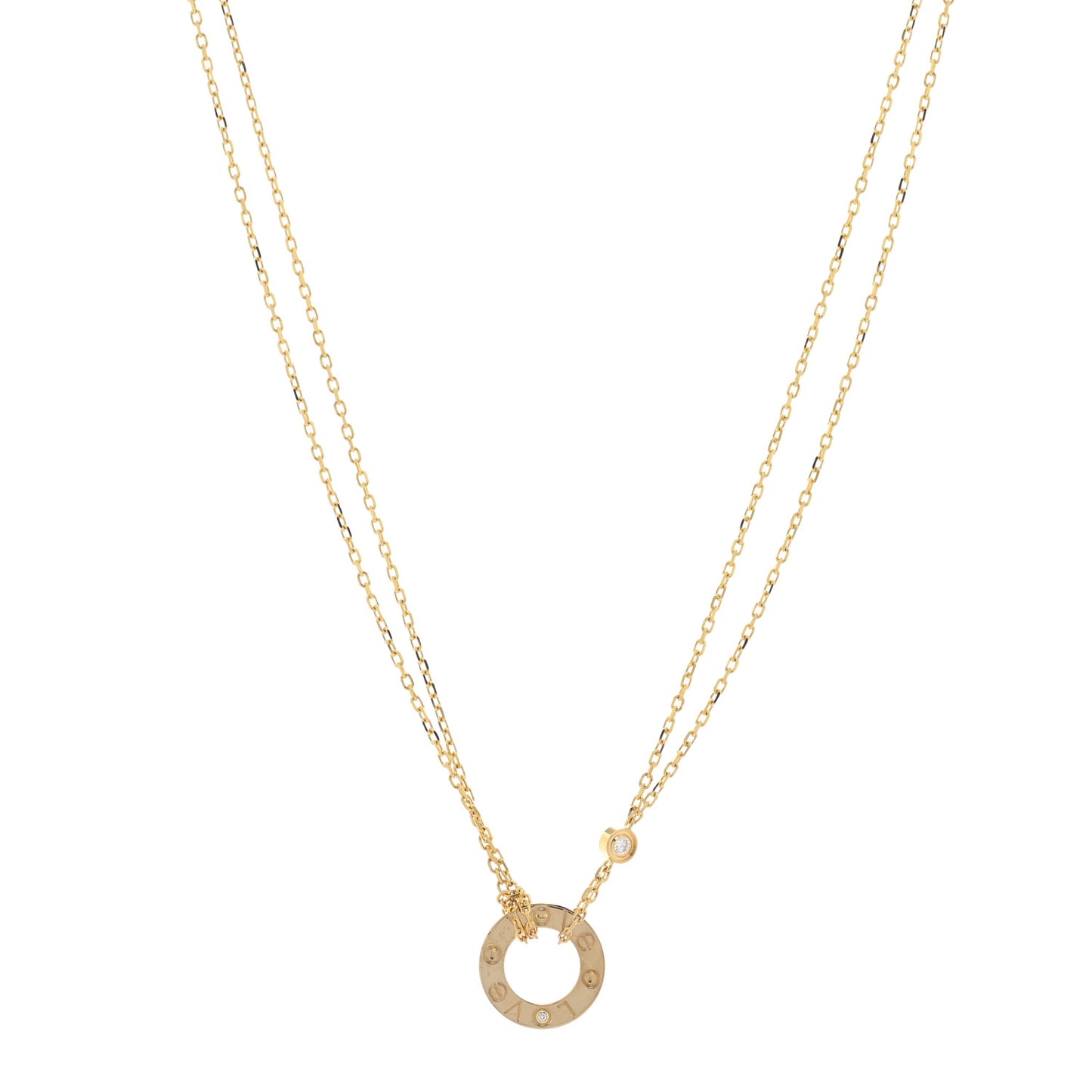 18K Yellow Gold 2 Diamond LOVE Necklace