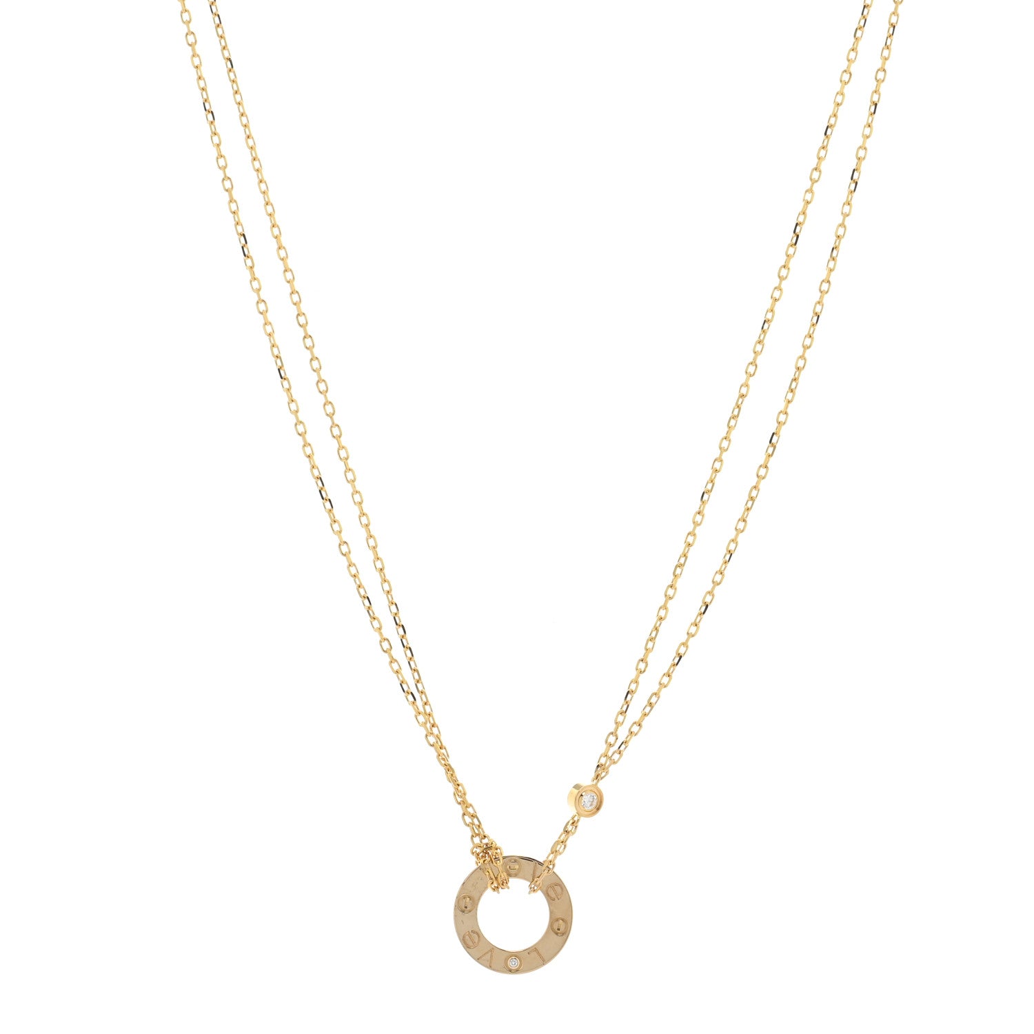 Cartier 18K Yellow Gold 2 Diamond LOVE Necklace 1 of 5