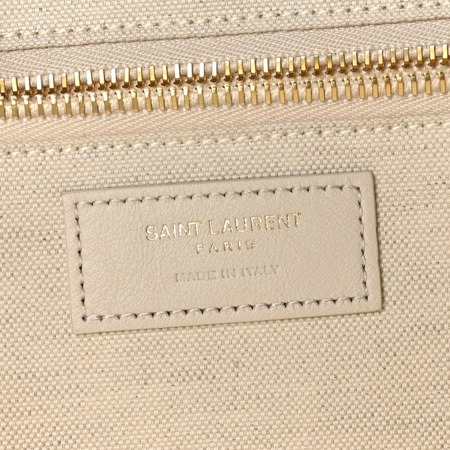 Cotton Linen Calfskin Striped Rive Gauche Tote Water Green