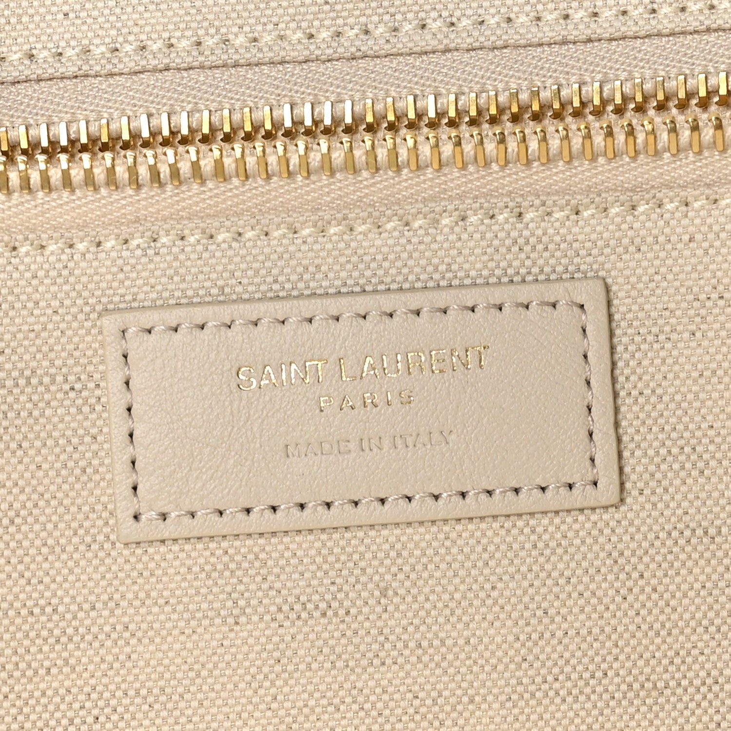 Saint Laurent Cotton Linen Calfskin Striped Rive Gauche Tote Water Green 5 of 9