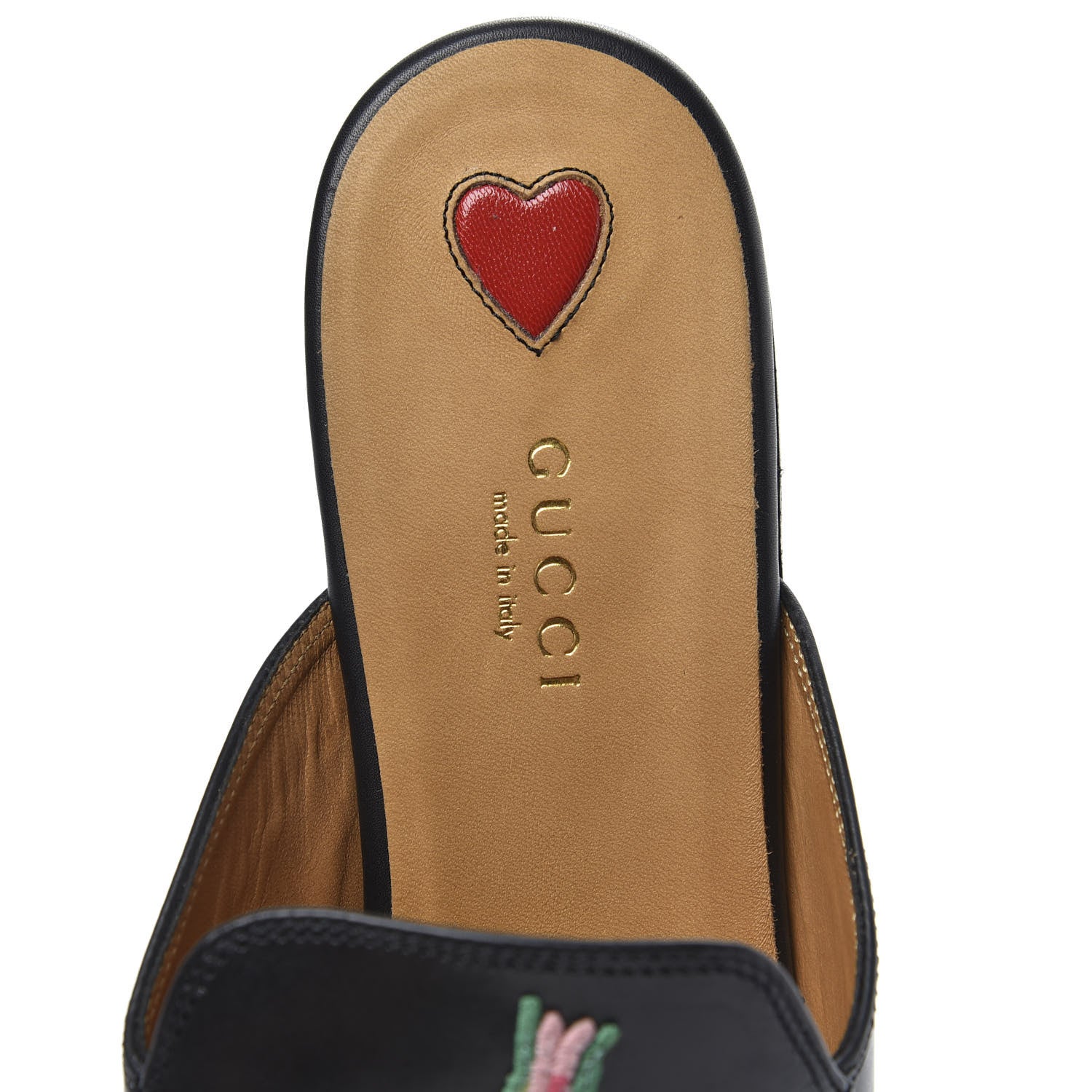 Gucci Calfskin Flower Embroidered Princetown Slippers 38.5 Black 6 of 9