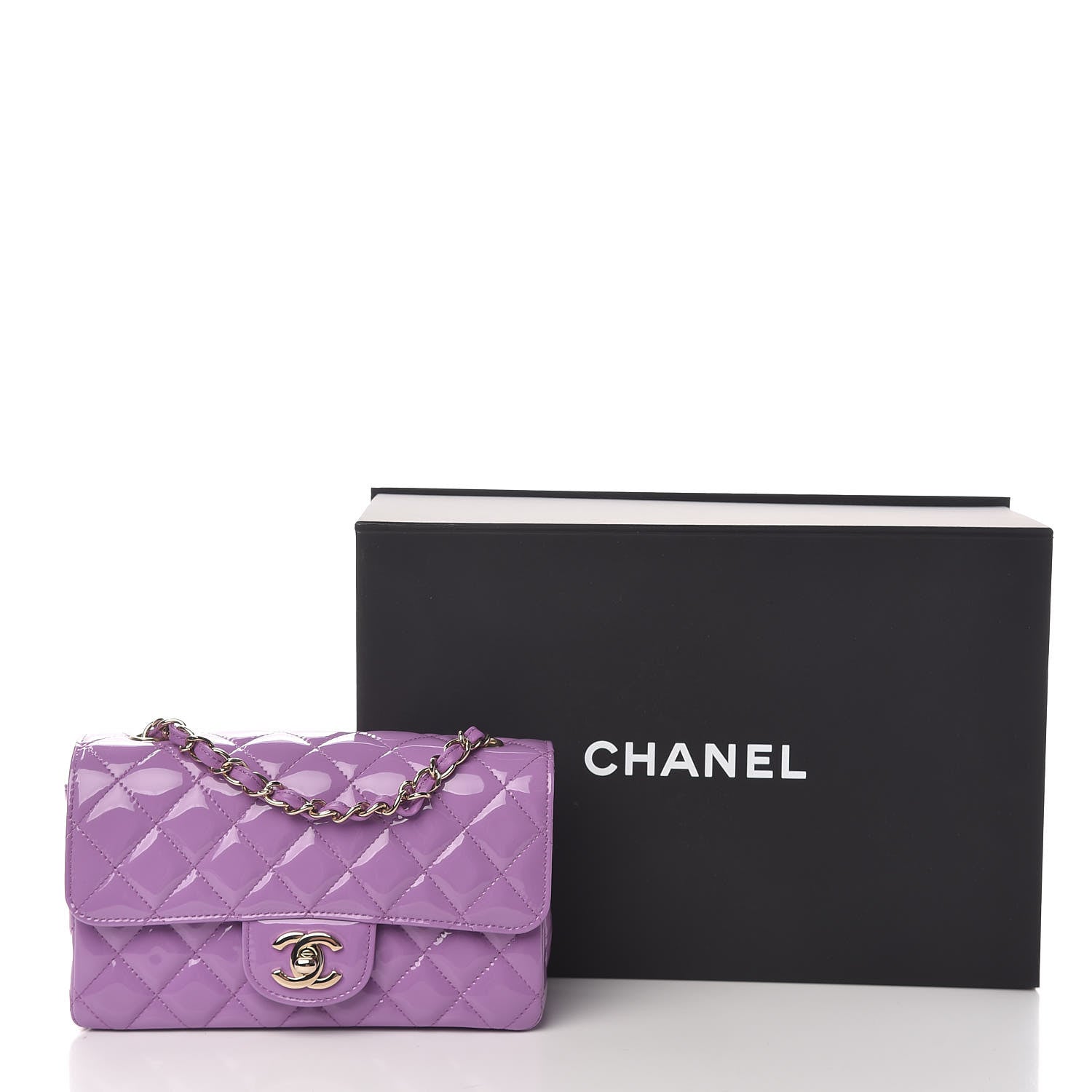 Chanel Patent Quilted Mini Rectangular Flap Purple 11 of 11