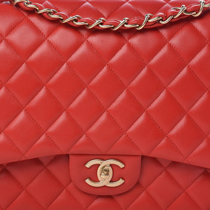 Chanel Lambskin Quilted Maxi Double Flap Red 10 of 17