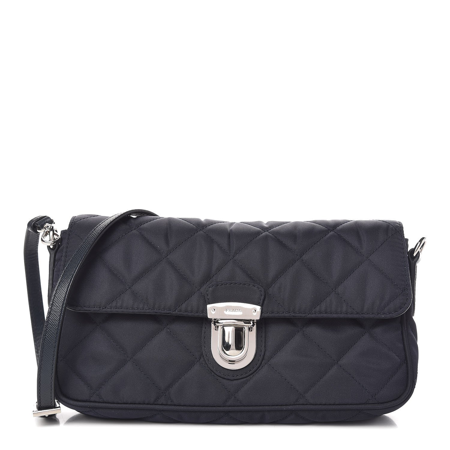Prada Nylon Tessuto Quilted Flap Navy 1 of 12