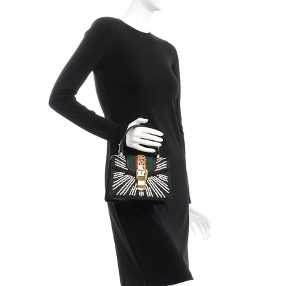 Gucci Satin Crystal Mini Sylvie Top Handle Bag Black 2 of 10
