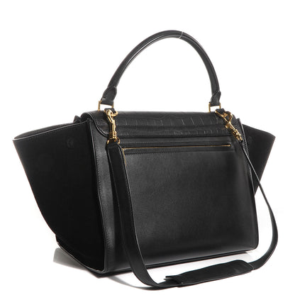 Celine Crocodile Embossed Medium Trapeze Black 3 of 8