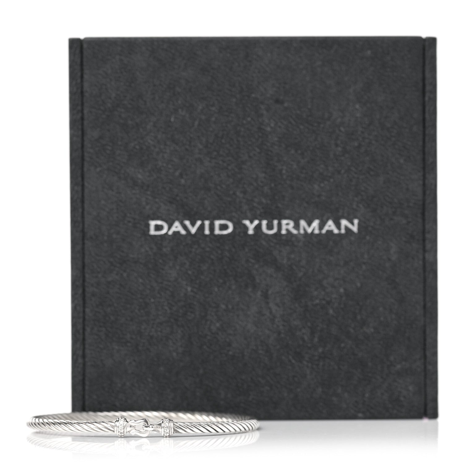 David Yurman Sterling Silver Diamond 3mm Cable Buckle Bracelet 5 of 5