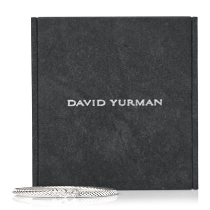 David Yurman Sterling Silver Diamond 3mm Cable Buckle Bracelet 5 of 5