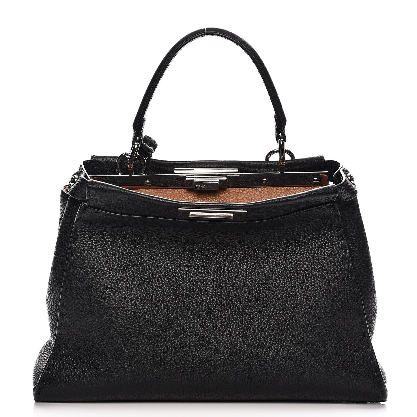 Cuoio Romano Selleria Bi-Color Medium Peekaboo Iconic Satchel Black Mou