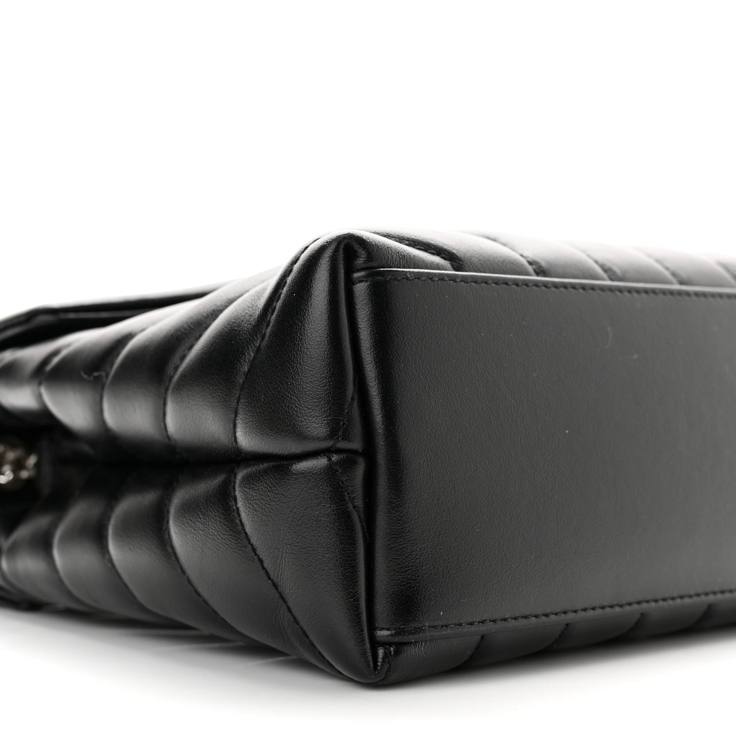 Calfskin Y Quilted Monogram Small Loulou Chain Satchel Black