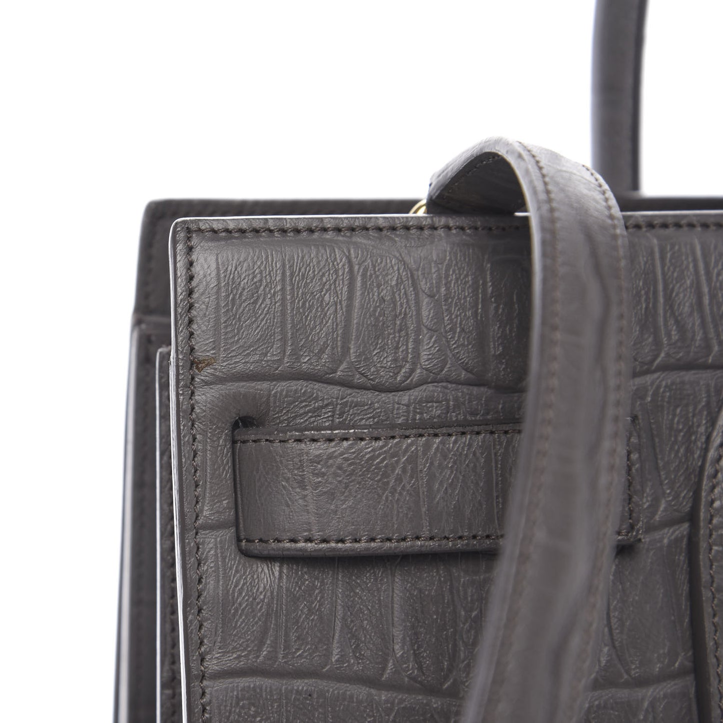 Calfskin Crocodile Embossed Small Sac De Jour Earth