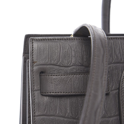 Saint Laurent Calfskin Crocodile Embossed Small Sac De Jour Earth 6 of 9