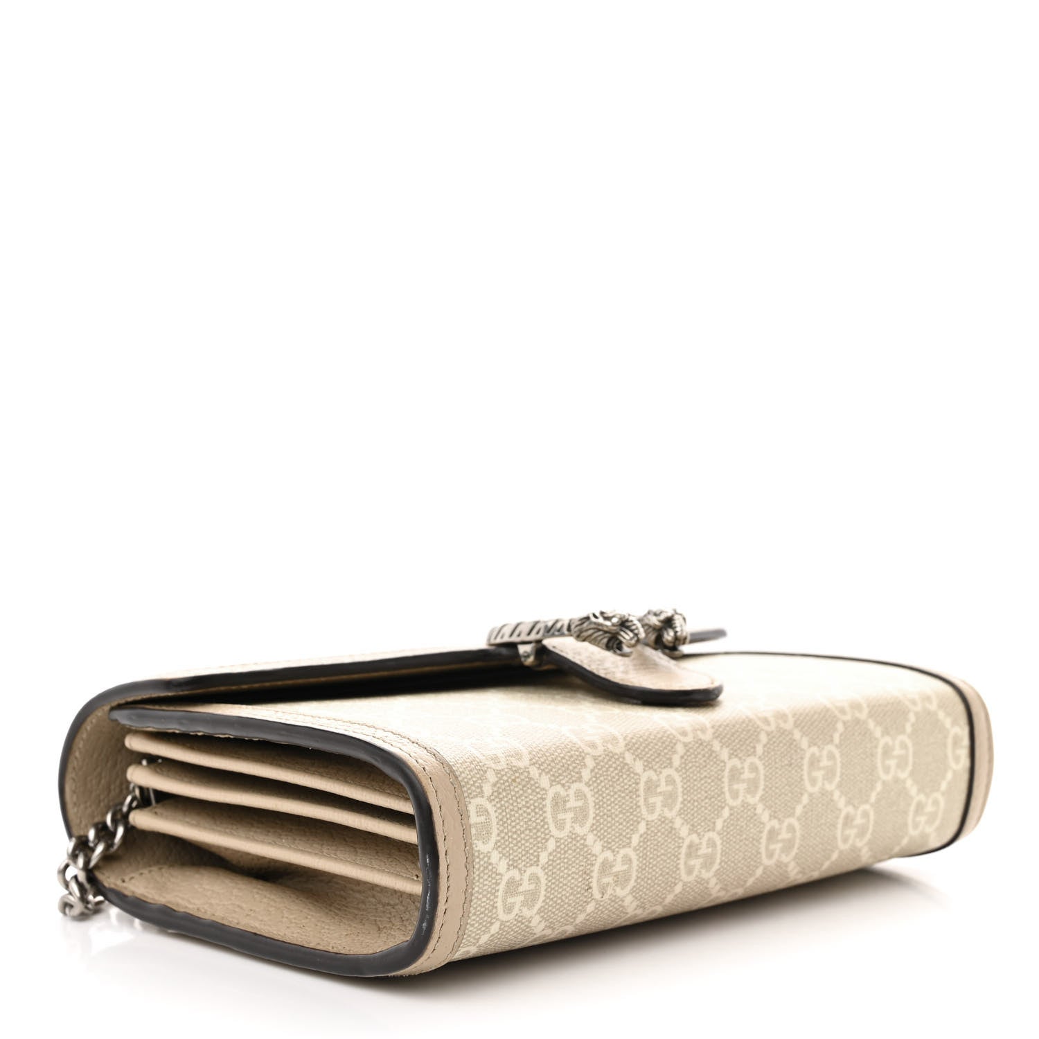 Gucci GG Supreme Monogram Textured Dollar Calfskin Mini Dionysus Chain Wallet Beige Mystic White Oatmeal 4 of 13