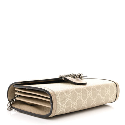 Gucci GG Supreme Monogram Textured Dollar Calfskin Mini Dionysus Chain Wallet Beige Mystic White Oatmeal 4 of 13