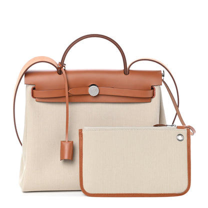 Hermes Vache Hunter Criss Viking Herbag Zip Retourne 31 PM Beton Fauve 1 of 8