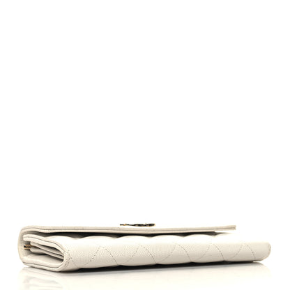 Chanel Caviar Quilted Striated CC Large Gusset Flap Wallet White 4 of 11