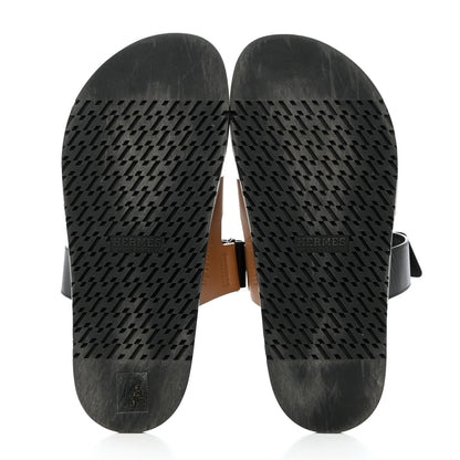 Hermes Calfskin Womens Chypre Sandals 41 Black Gold 5 of 10
