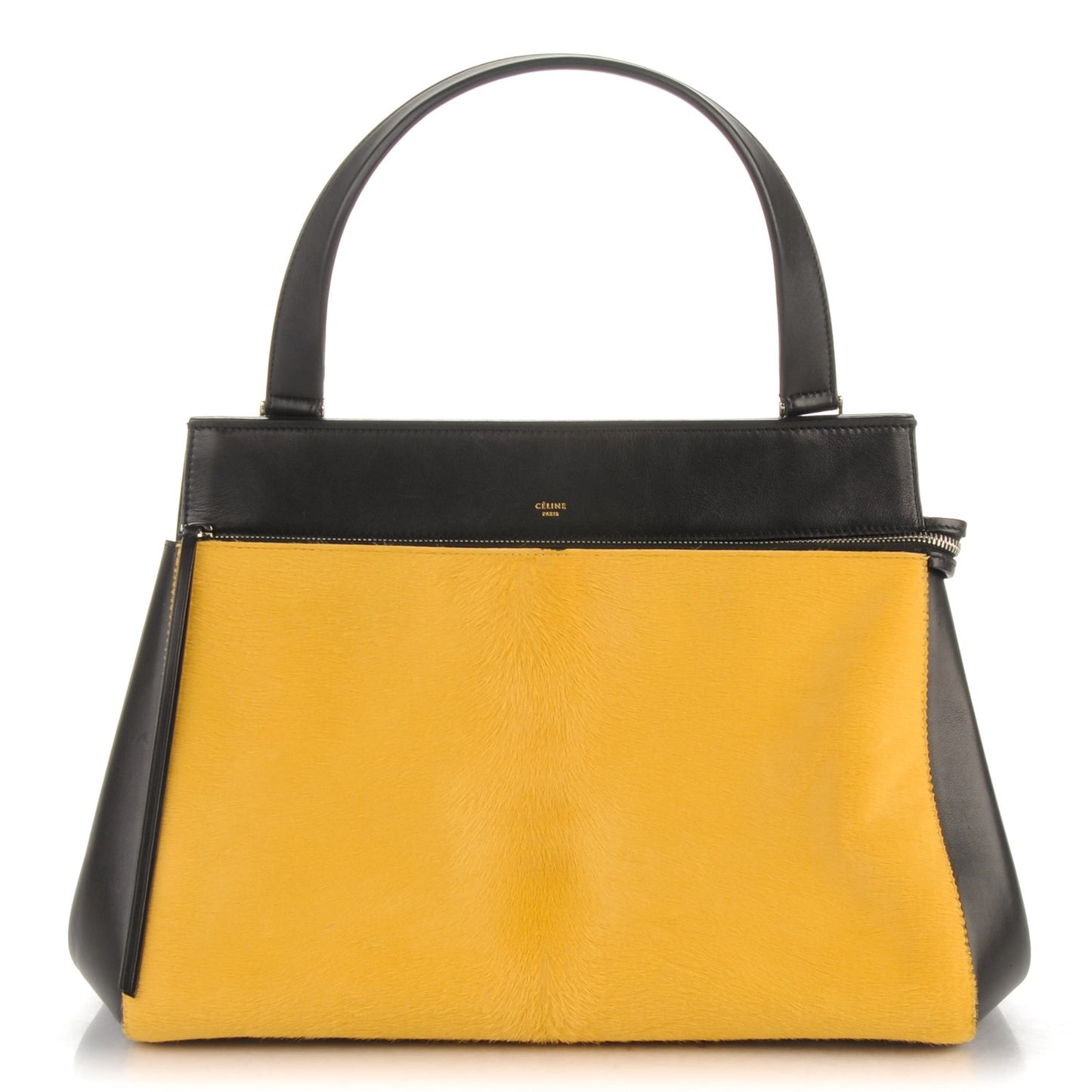 Pony Hair Medium Edge Shoulder Bag Mustard