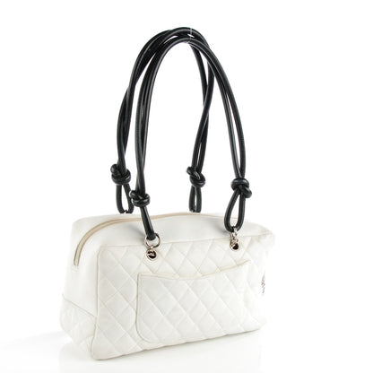 Chanel Calfskin Quilted Large Cambon Bowler White Black 3 of 11