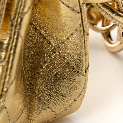 Chanel Metallic Quilted 2.55 Ankle Wrist Bag Gold 8 of 13