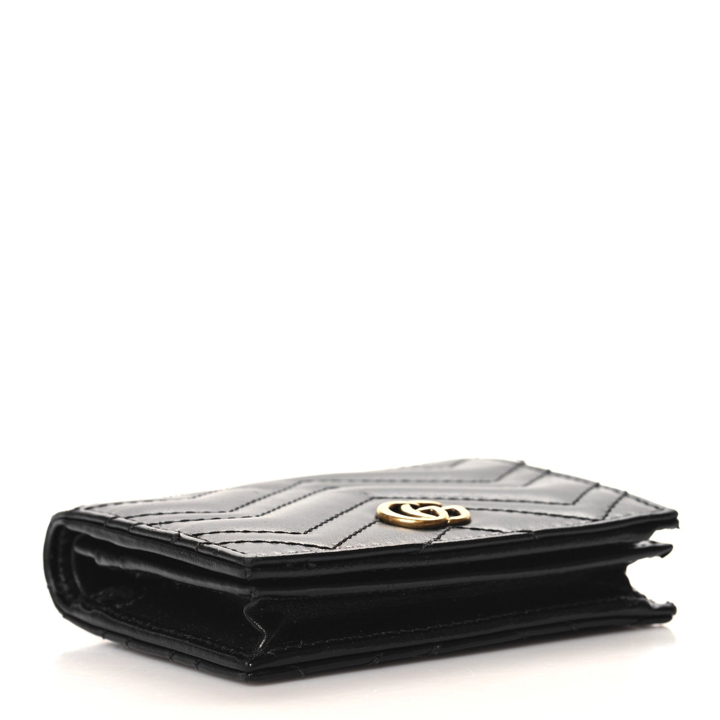 Calfskin Matelasse GG Marmont Card Case Wallet Black