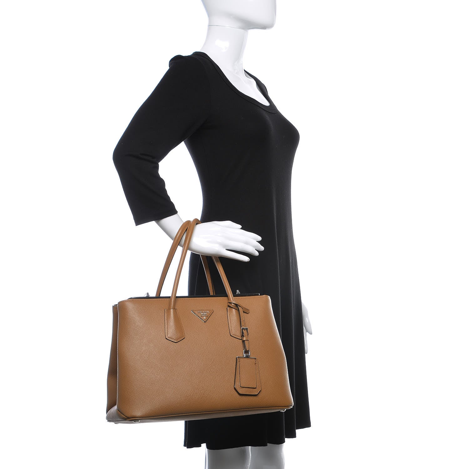 Prada Saffiano Cuir Twin Tote Caramel 2 of 10