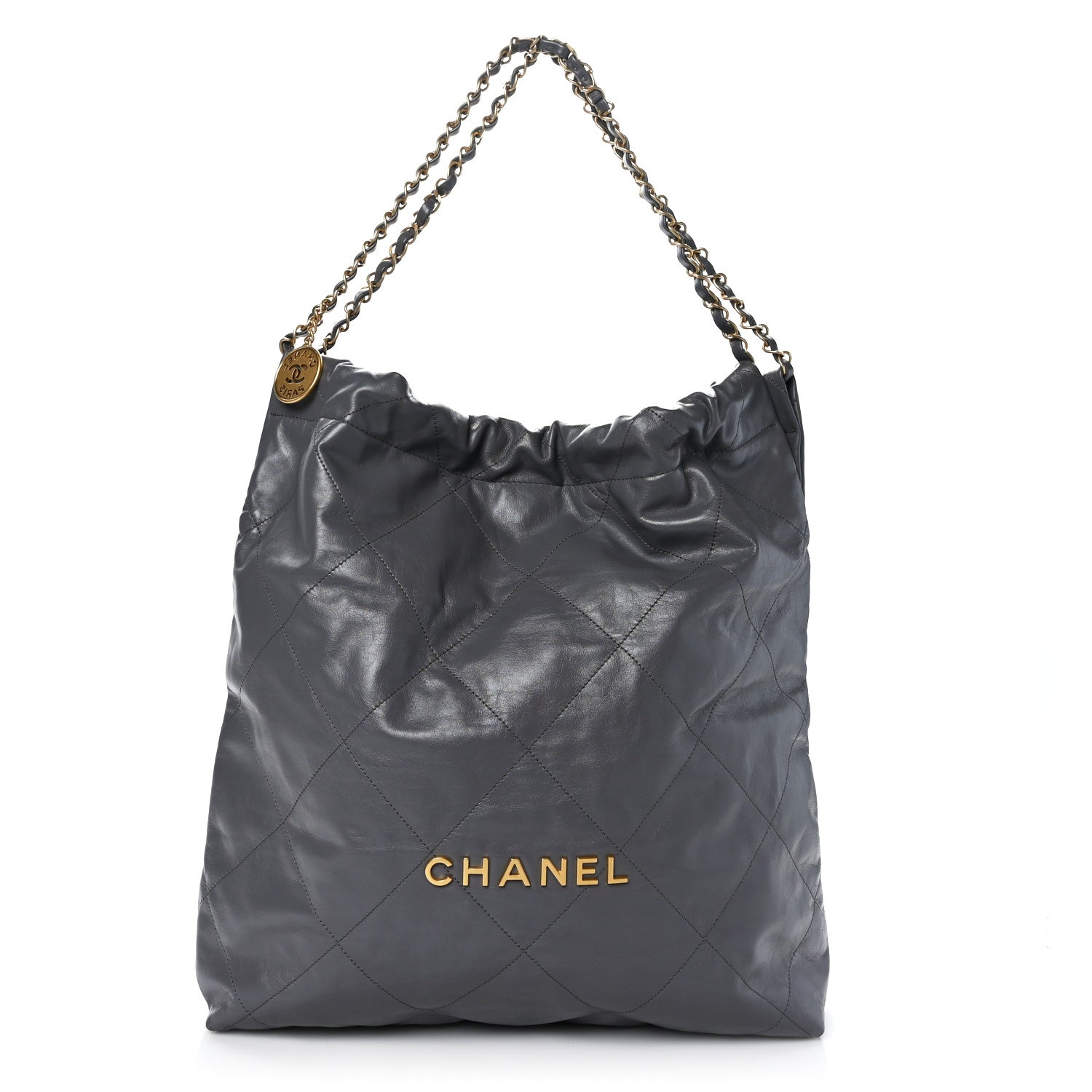 Chanel Shiny Calfskin Quilted Large Chanel 22 Grey 1 of 10