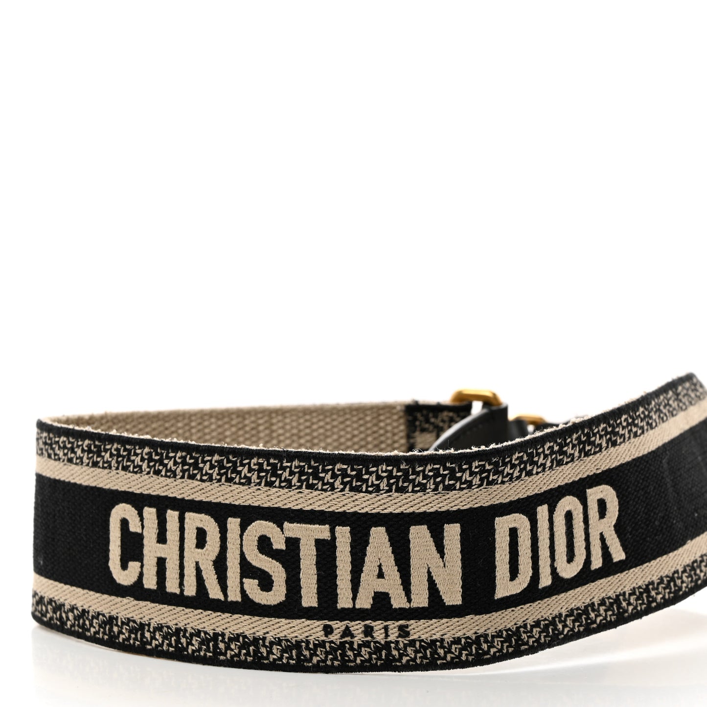 CHRISTIAN DIOR Canvas Embroidered Shoulder Strap Black